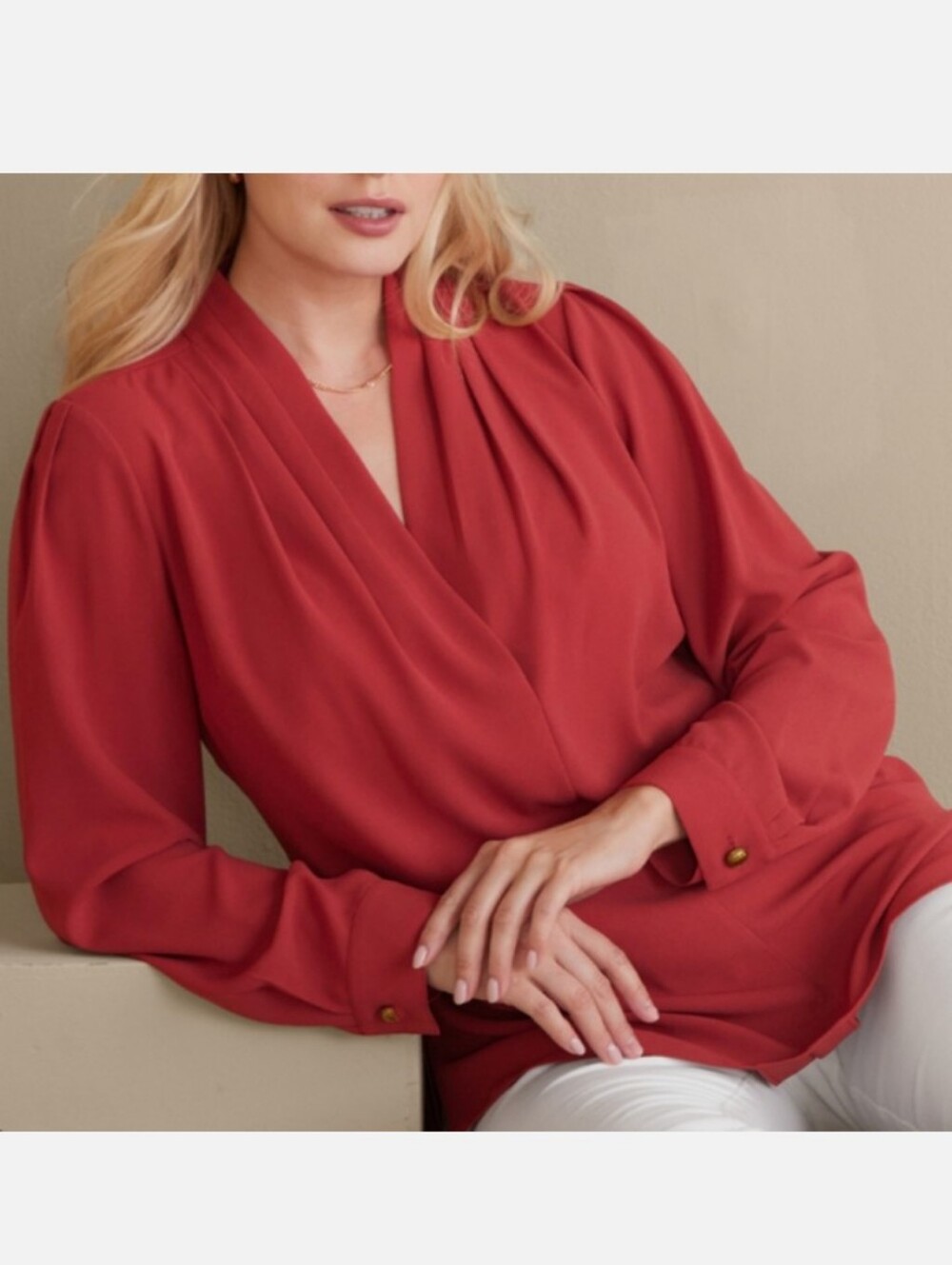 NWT: SOFT SURROUNDINGS; AKIRA BLOUSE, GARNET, XL.